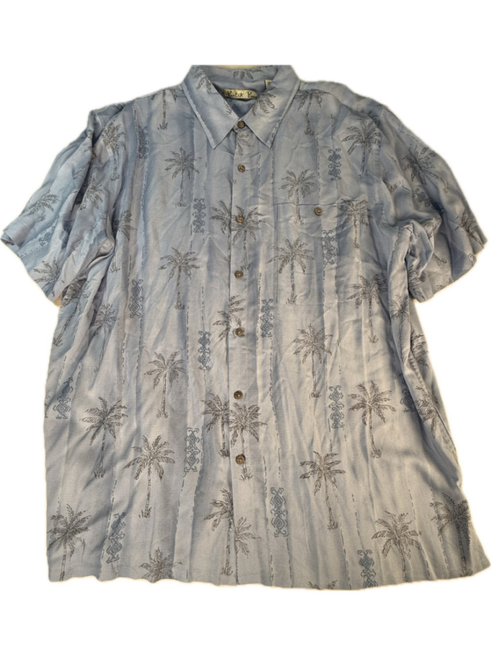 Batik Bay Men’s XL Hawaiian Shirt Palm Tree Tropical Rayon Button Up Blue
